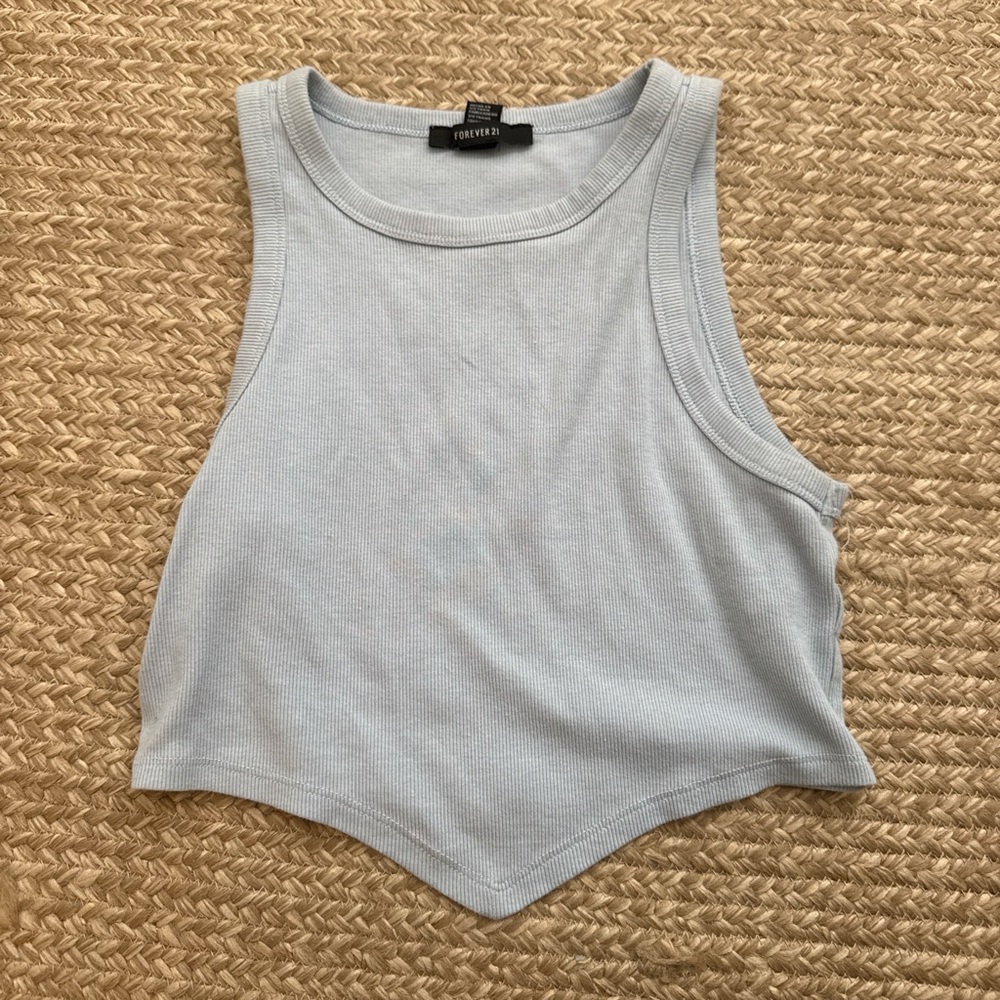Forever 21 Light Blue Ribbed Tank Top